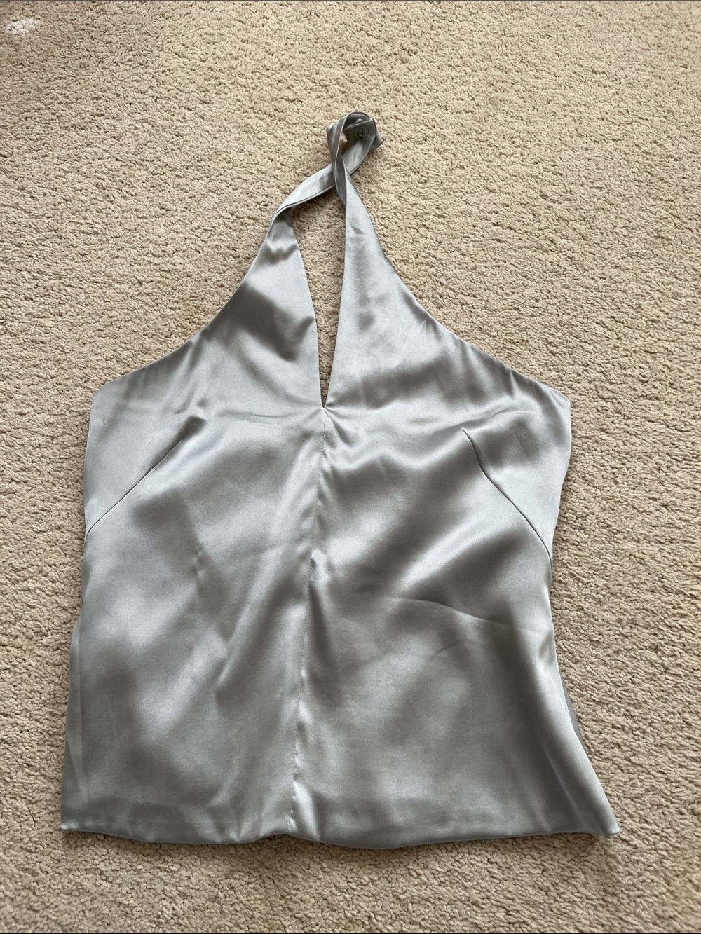 Trina Turk Silver Satin Halter Cami